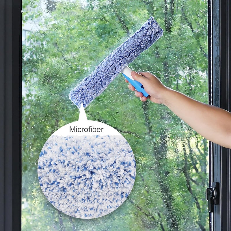 Mitclear Professional Window Cleaning Kit 14IN, with Silicone Squeegee Blade, Microfiber Scrubber & Cloth, Windows Cleaning Tools, All-in-one Window Washing Supplies, Commercial & Household Use - Image 4